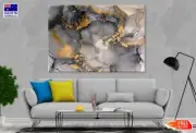 Grey & Gold Abstract Fluid Art Wall Canvas Home Decor Australian Made Quality