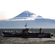 New 8x10 Photo: Navy Command Ship USS BLUE RIDGE Steams Past Mount Fuji, Japan