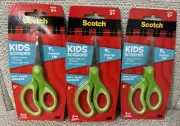 SET OF 3 Blunt Tip Kids 5" Scissors, Scotch 3M, Green Color Brand New L2