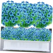 Outdoor Artificial Flowers,UV Resistant Fake Flowers Outdoor 8 Bundles Blue