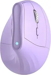 KYSONA 57° Ergonomic Wireless Tower Mouse, Vertical Quiet Ergo Mouse, Bluetooth(BT5.0,BT3.0)&2.4G, (800/1200/2400/2400/4000), 7 Buttons for Windows, macOS, iPadOS, Laptop, PC,Purple