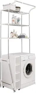 BAOYOUNI 3-Tier Adjustable Washing Machine Rack Over Toilet Bathroom Organizer Above Washer Dryer Storage Shelf Space Saving Rack, White