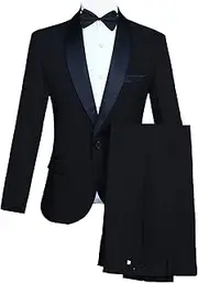 [Zylphorix] Men's 2 Piece Blazer Pants Suit One Button Slim Fit Formal Suit Business Wedding Prom Tuxedo Suits