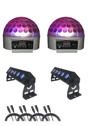2x Blizzard Snowball RGBW + 2x MikroKassette RGBW w/ 4 10ft DMX Cables
