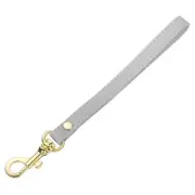 Leather Wristlet Strap for Purse, Keychain Bag (Light Gray Leather, Gold Clasp)