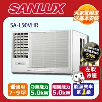 在飛比找PChome24h購物優惠-【SANLUX 台灣三洋】7-9坪 R32變頻冷暖左吹式窗型