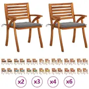 2/3/4/8x Solid Acacia Wood Chairs with Cushions Seat Multi Colours vidaXL