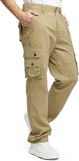 [VOPOKER] Men's Cargo Pants with 8 Pockets Cotton Cargo Pants for Men Hiking Camping Fishing Running