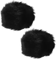 [JEWEDECO] Fluffy Arm Warmers Furry Wrist Cuffs White Winter Warm Wrist Cuffs for Women
