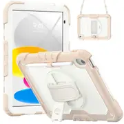 MCC Shockproof iPad 10.9" 2022 10th Gen Strap Rugged Colourful Case Cover Apple [Rose Gold+Beige]