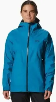 Mountain Hardwear Womens Threshold Dry.Q Core Blue Rain Jacket Sz Small NWT