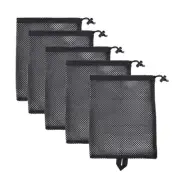 High Quality Black Nylon Mesh Drawstring Bags for Versatile Use Pack of 5