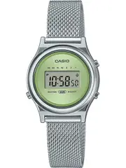 Casio Mini Collection Slim Lemon Green LA700WEM-3AEF Green Dial Silver Stainless Steel Womens Watch