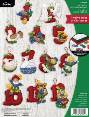 DIY Bucilla Twelve Days of Christmas Holiday Felt Tree Ornament Kit 89446E