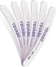 6Pcs Nail File,100/100 Grit Double Sided Nail Files, Professional Reusable Emery Boards Manicure Tool for Precision Nail Shaping, Professional Salon Quality, Dual Grit Manicure and Pedicure Tool（Curved）