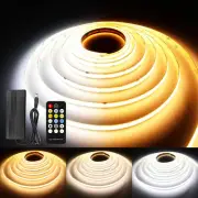 CCT COB LED Strip Lights, 32.8Ft Dimmable 2700K-6500K 24V Tunable White LED Ligh