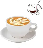 watchget Porcelain Latte Cup and Saucer - 9.5oz Ceramic Latte Art Mug for Cappuccino, Tea, Latte, Cafe Mocha, White