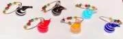 Set of 6 Murano Art Glass Artisan SANTA HAT CHRISTMAS Wine/Drink Charms Markers