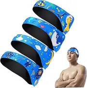 Kids Swimming Headband 4Pcs Waterproof Swim Ear Band Cute Elastic Hair Band Ear Protection Band Adjustable for Swimming Surfing Blue Summer Sports Accessories