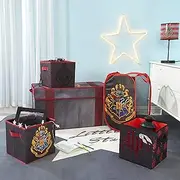 [Harry Potter] 5 Piece Storage Solution Set, Come with Collapsible Storage Trunk, Pop Up Hamper, 2 Storage Cubes, 1 Sequin Storage Cube