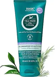 HASK Tea Tree Oil & Rosemary Pre-Shampoo Scalp Scrub for all hair types, colour safe, gluten-free, sulfate-free, paraben-free, cruelty-free - 1 178mL Bottle