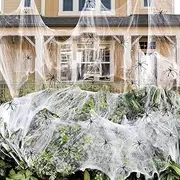 1500 sqft Halloween Spider Webs Decorations with 150 Extra Fake Spiders, 600 sqft Super Stretchy Cobwebs for Halloween Decor Indoor and Outdoor (White, 200g/600 sqft)