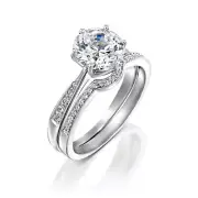 2 2/3 CT Diamond Engagement Ring Set Round D/SI2 14K White Gold Size 7