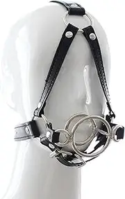Sex Bondage Open O Ring Mouth Gag Head Harness Mask Adult Games PU Leather Bondage Roleplay Sex Toys For Couples for Couples on Bed Restraints Toys