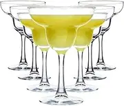 Margarita Glasses Set of 7, Classic Clear Cocktail Glasses Set for Espresso Martini, Cosmopolitan, Manhattan, Housewarming, Engagement Party Gift, 10 Ounce Capacity