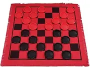 Checkers Board Game Set,Draughts 3 in 1 for Family Camping Party Floor Game Mat,Indoor Outdoor Yard Game, Toe Game, red