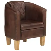 Tub Chair Dark Brown Real Leather vidaXL