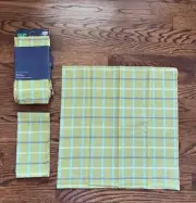 Target RE Green Blue Plaid Napkins 100% Cotton 18 X 18 - Set Of 8