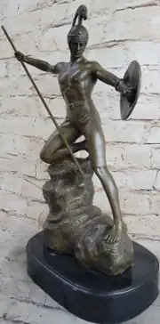 Collectible Gilt Bronze Roman Gladiator HotCast Detailed Masterpiece Statue Deal