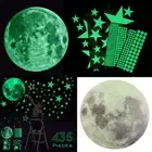 435X Wall Stickers Luminous Stars Moon Planet Decal Glow In Dark Kids Room Decor