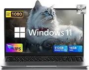 15.6" Laptop with Windows 11, Intel N150 Processor,16GB DDR4 RAM 512GB SSD, FHD IPS Display, 5000mAh Battery,WIFI,Bluetooth,Type-C,Micro SD,Traditional Laptops Computer for Business Office Student