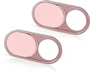 CloudValley 0.023 Inch Ultra-Thin Webcam Cover Slide [2-Pack], Metal Web Camera Cover for MacBook Pro, iMac, Laptop, PC, iPad Pro, iPhone 8/7/6 Plus, Protect Your Visual Privacy [Pink]