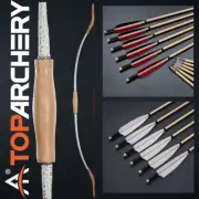 Archery 53" Takedown Recurve Bow Wooden Horsebow 6pcs Wooden Arrows Hunting