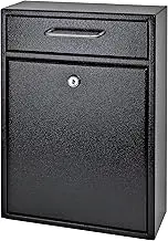 Mail Boss 7412 High Security Steel Locking Wall Mounted Mailbox, Office Drop Box, Comment Box, Letter Box, Deposit Box, Black