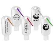 100 x custom Hand gel Bottle business logo Empty Travel keyring safety germ