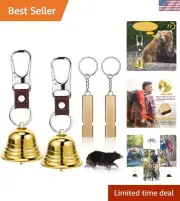 2" Loud with Whistle Set for Hikers Solid Brass Emergency 3 in 1 with Silence...