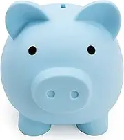 Cute Plastic Pig Money Bank Unbreakable Piggy Bank Toy for Boys Girls Kids Toddler Adults Birthdays Home Decoration (Blue)