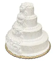 DEZICAKES Fake Wedding Cake Ivory 4 Tier Naked Rosette Cake