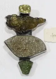 Amy Kahn Russell AKR sterling carved tourmaline,vesuvianite,citrine pendant/pin