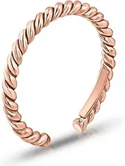 SEA OF ICE Sterling Silver Twisted Rope Open Band Adjustable Toe Ring for Women Girls