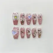 Hand-Pressed Mid-Nail Decorative Fake Nails Full Coverage Artificial Manicure Wearable