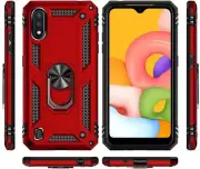 Samsung Galaxy A01 Case Premium Quality Kickstand TPU Red Defense Shockproof NEW