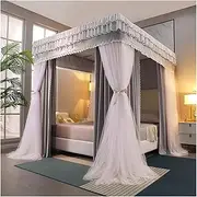 Bed Canopy Bedroom Mosquito Net for 5ft/1.5m Bed, 4 Corner Support Luxury Bed Canopy, Blackout & Dustproof Bed Curtain Mosquito Net (Color : Style 4, Size : 150x200x200cm)