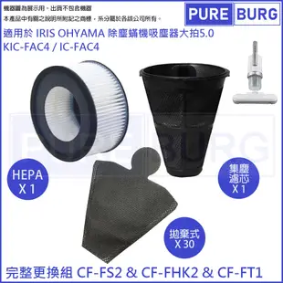 適用IRIS OHYAMA除塵蟎機大拍5.0吸塵器IC-FAC4副廠集塵袋+HEPA濾網組 (7.6折)