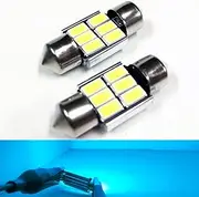 SOCAL-LED 2 x 3022 31mm Festoon LED Bulbs Canbus 6W High Power Bright SMD 5730 Interior Dome Light, Map Light, Ice Blue (Teal)