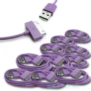 10PCS USB SYNC DATA POWER CHARGER CABLE NEW IPAD IPHONE IPOD CLASSIC NANO PURPLE